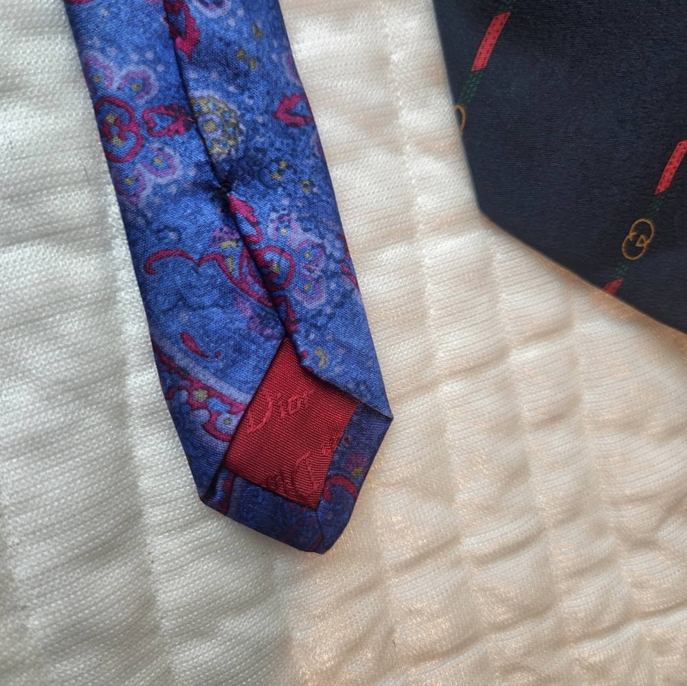 Elegant Blue and Black Men's Tie Set, Vintange - Picture 9 of 12